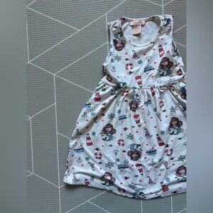 Emma & Elsa-Baby girl/toddler White Sleeveless Mermaid & Nautical Print Dress—